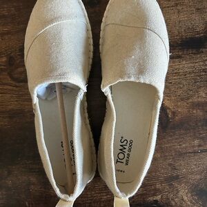 TOMS Wren Espadrille Women's‎ Cream Platform Canvas Shoes
